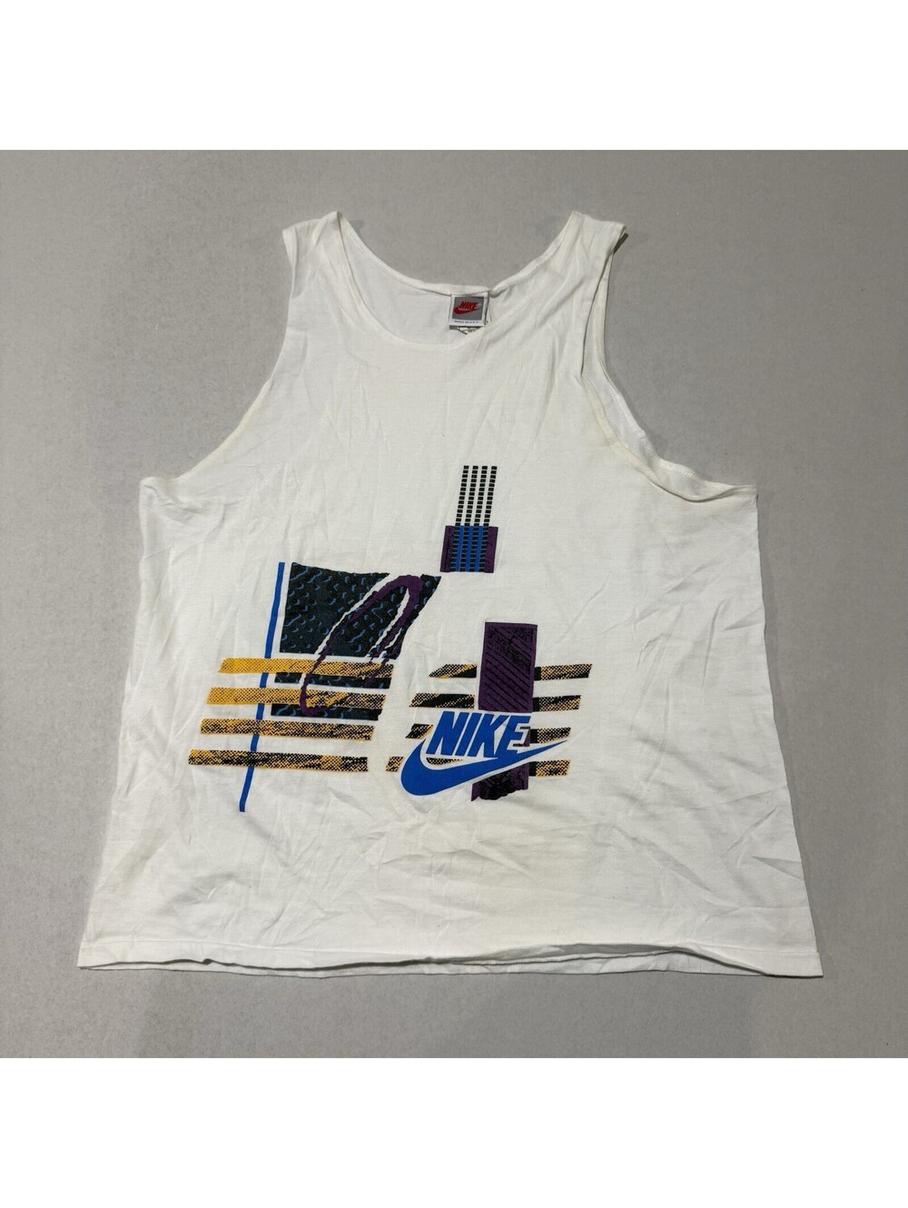 Vintage 90s Nike Tank Top Size XL Streetwear Retro Summer Abstract Made In USA